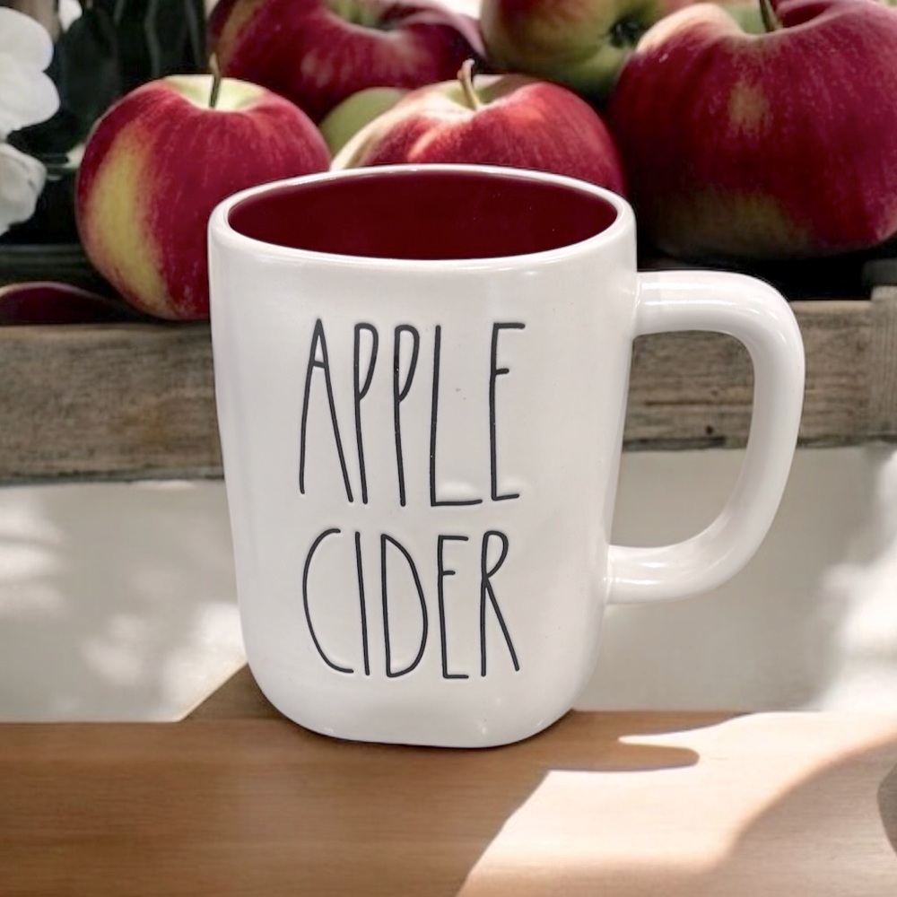 NWT RAE DUNN Large APPLE CIDER Mug Ceramic Harvest Fall White Wine Interior